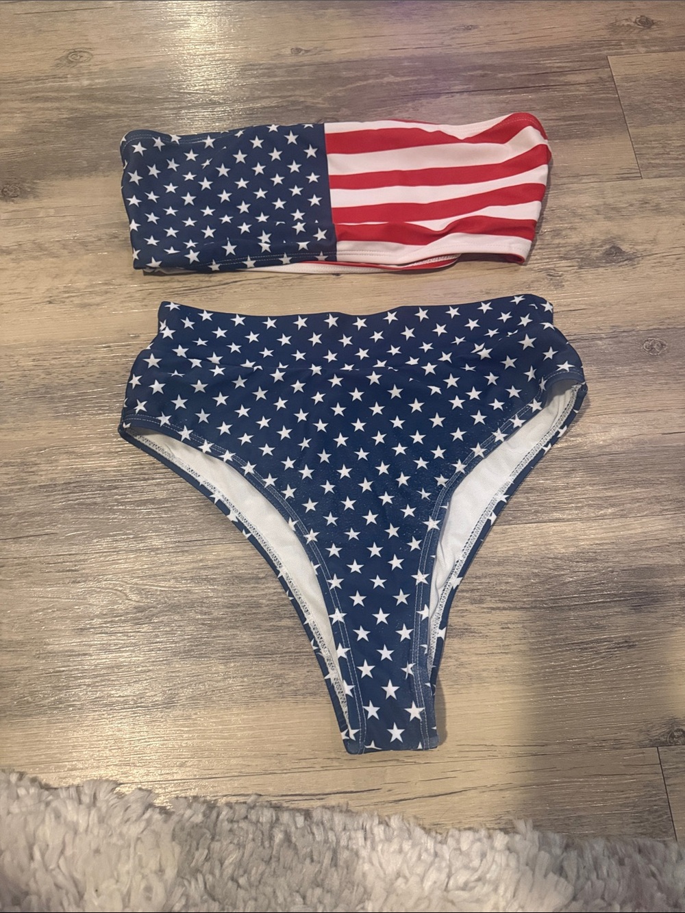 Women’s High-Waist American Flag Bikini Set - Navy & Red